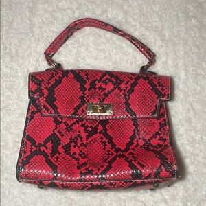 Red Snake Print Handbag